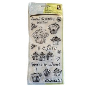🟢 Inkadinkado Clear Rubber Stamps 97628 Birthday Cupcake NIP